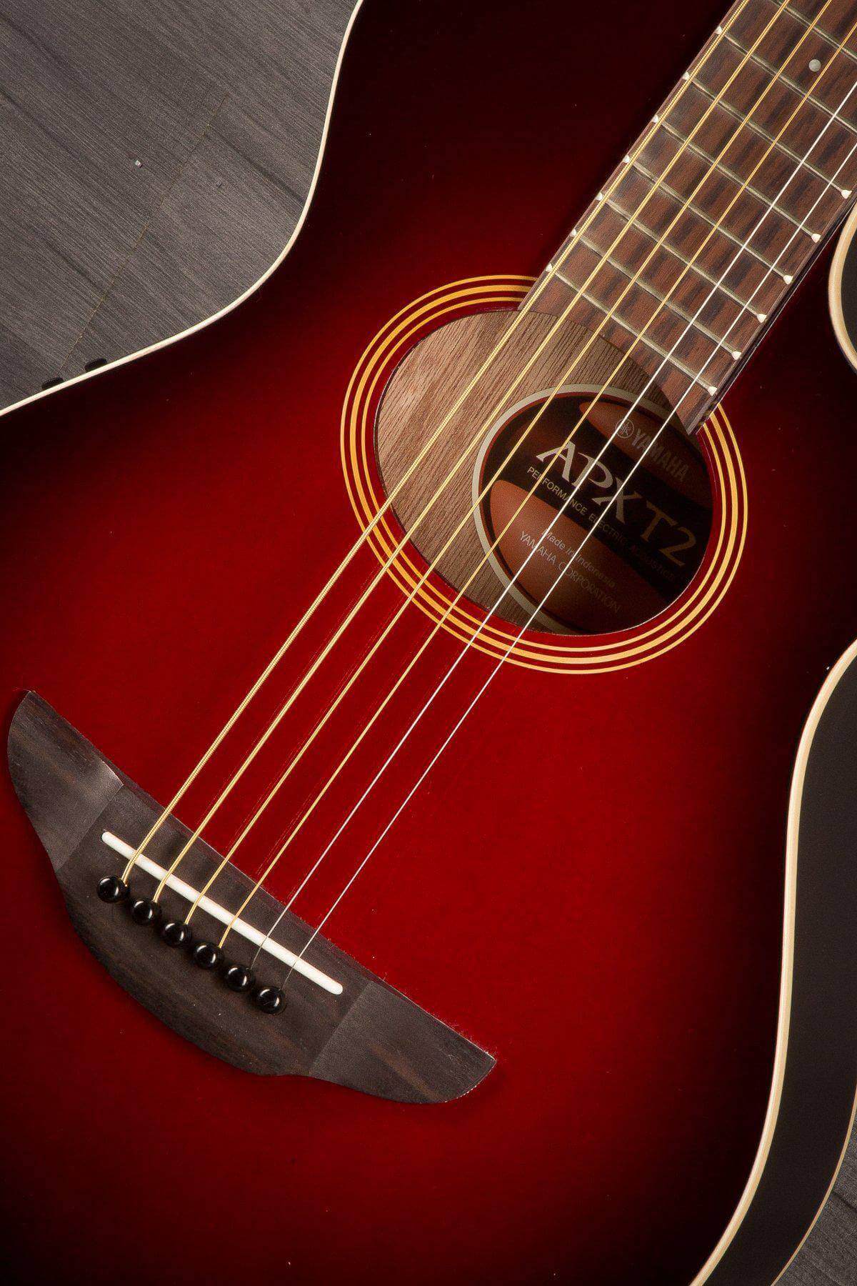 Yamaha APXT2 Dark Red Burst Travel Guitar - MusicStreet