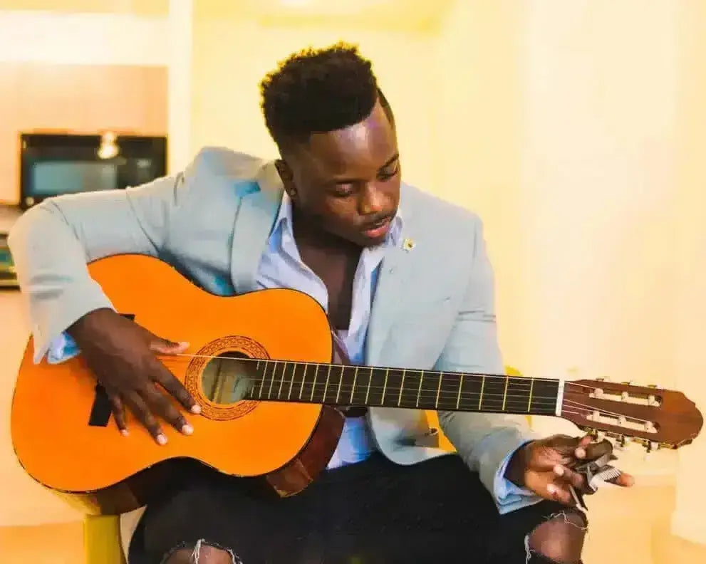 tuning a guitar