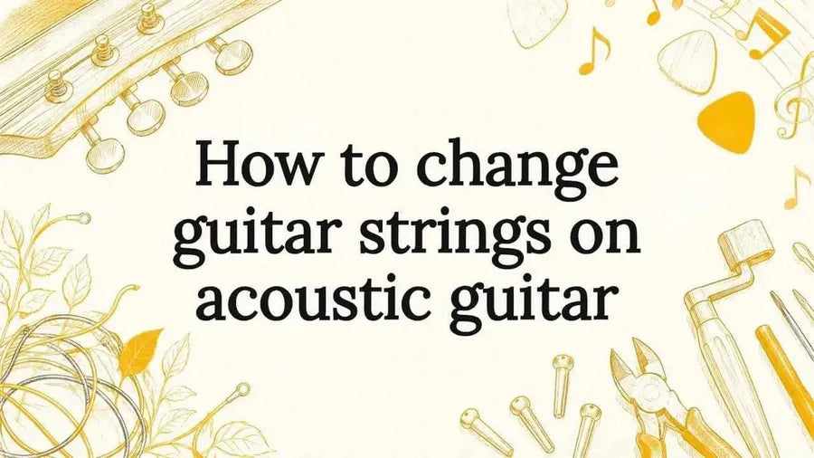 Decorative acoustic guitar title card illustration