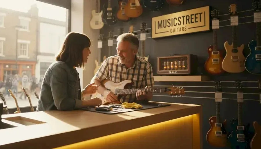 Guitar technician offering expert shop advice