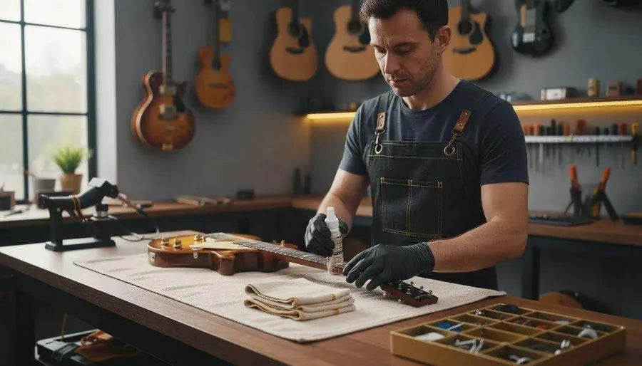 guitar fret cleaning workspace