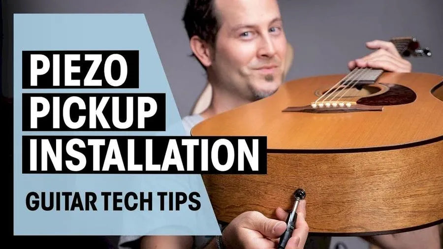 Man installing piezo acoustic guitar pickup