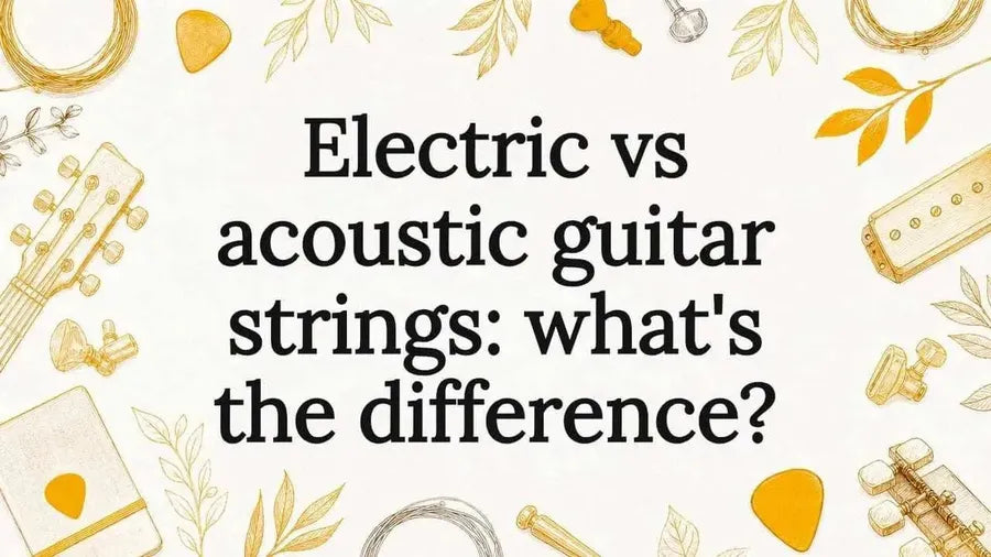 Decorative title card illustration with guitar string tools