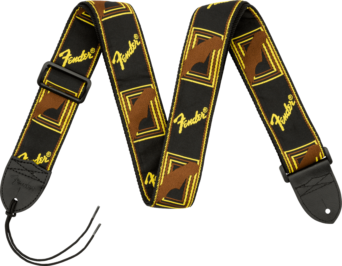 Fender Jacquard Monogrammed Strap - Black/Yellow/Brown