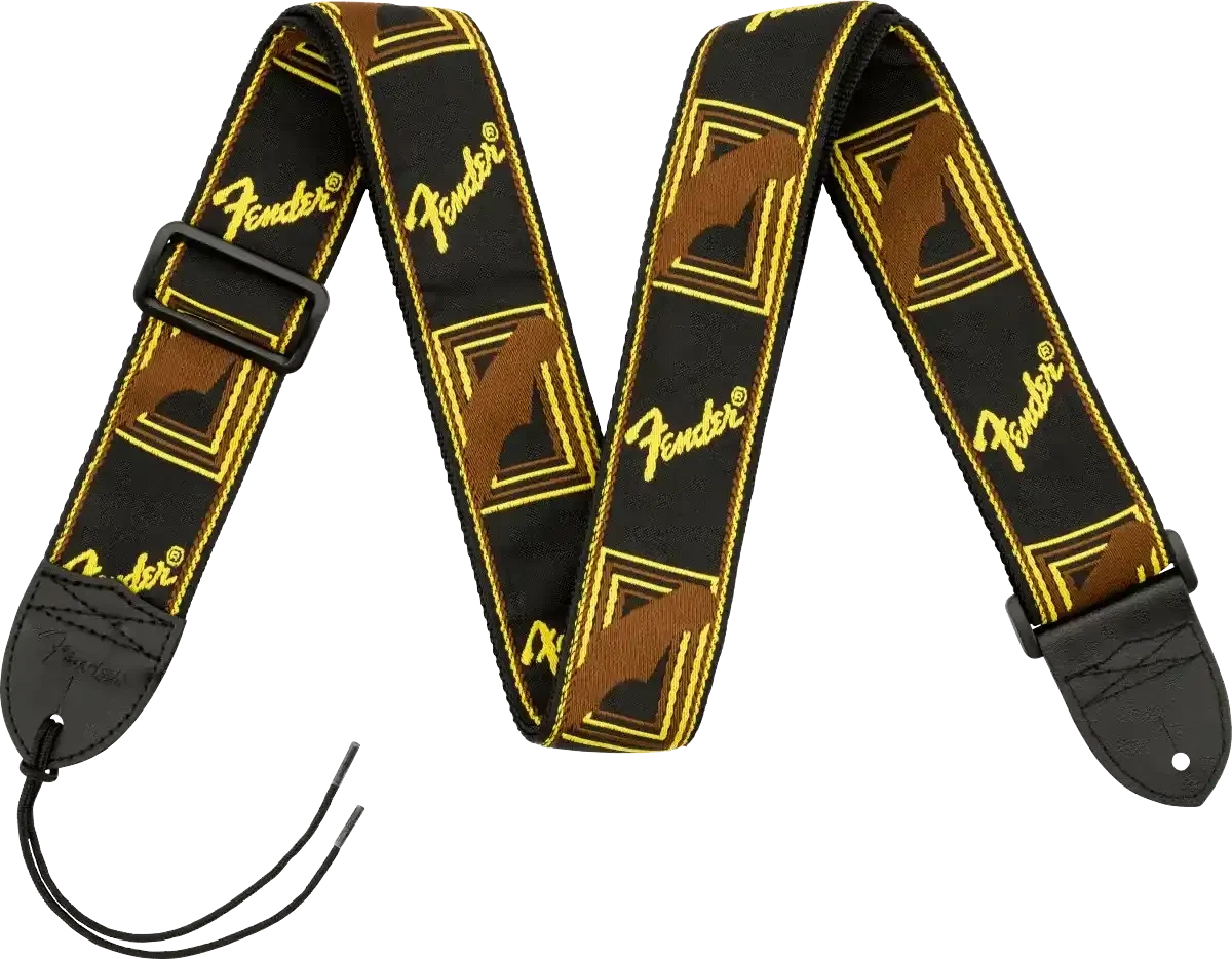 Fender Jacquard Monogrammed Strap - Black/Yellow/Brown