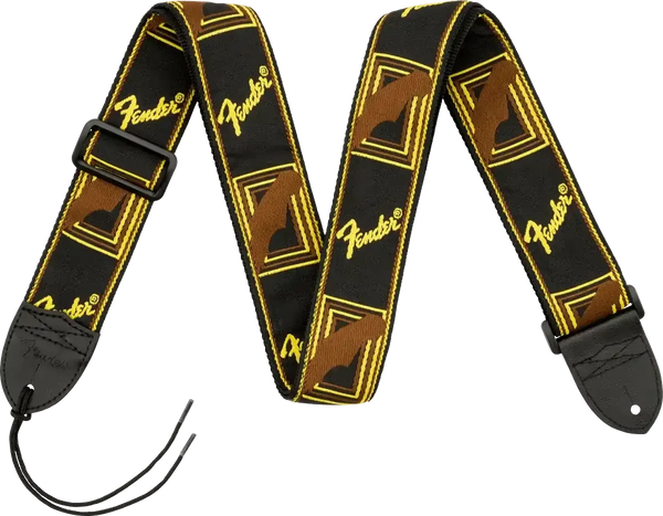 Fender Jacquard Monogrammed Strap - Black/Yellow/Brown