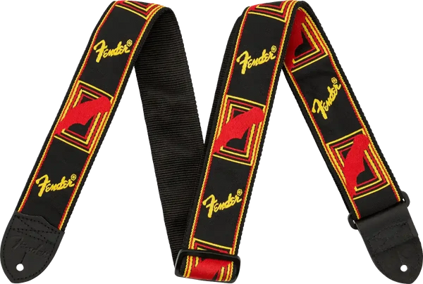 Fender Jacquard Monogrammed Strap - Black/Yellow/Red