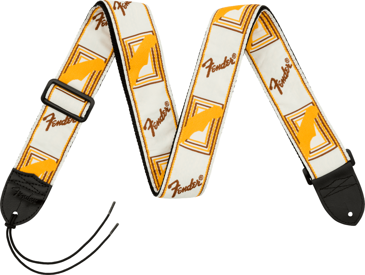 Fender Jacquard Monogrammed Strap - White/Brown/Yellow