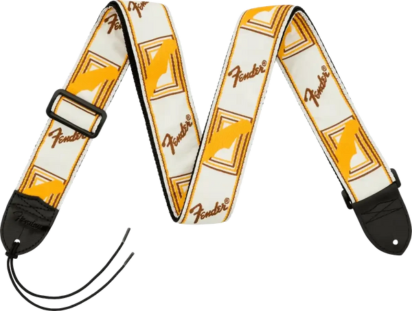 Fender Jacquard Monogrammed Strap - White/Brown/Yellow