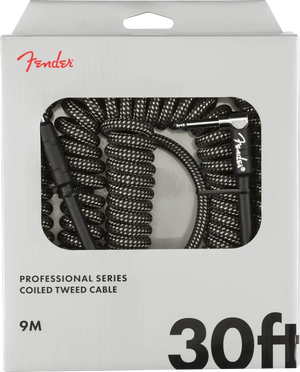 Fender Professional Series Coil Cable, 30', Gray Tweed - Set Up by MusicStreet