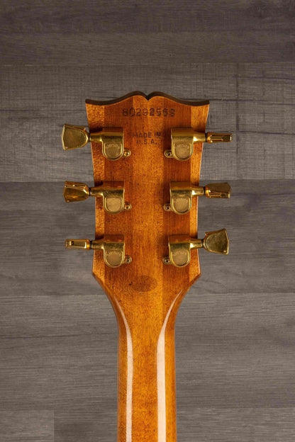 USED - Gibson 1982 Les Paul Custom - Antique sunburst guitar headstock with gold hardware.