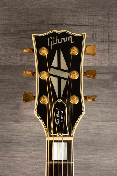 USED - Gibson 1982 Les Paul Custom - Antique sunburst headstock with gold hardware and distinct logo.