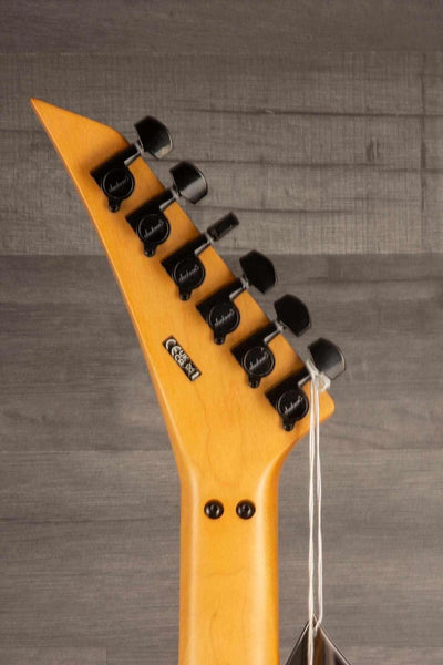 Jackson Pro Origins 1985 San Dimas SD1 HH FR, Maple Fingerboard, Gloss Black headstock detail.