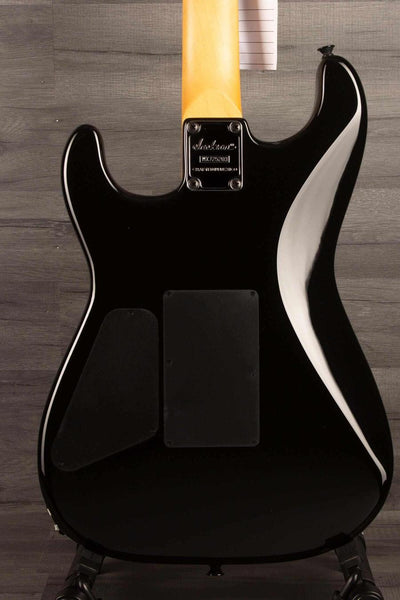 Jackson Pro Origins 1985 San Dimas SD1 HH FR, Maple Fingerboard, Gloss Black guitar back view.