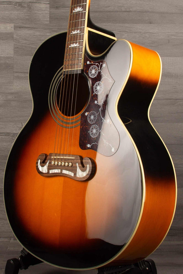 USED Epiphone J200 EC Studio Solid Top, Fishman Sonitone - Vintage Sunburst - Acoustic Guitar - MusicStreet