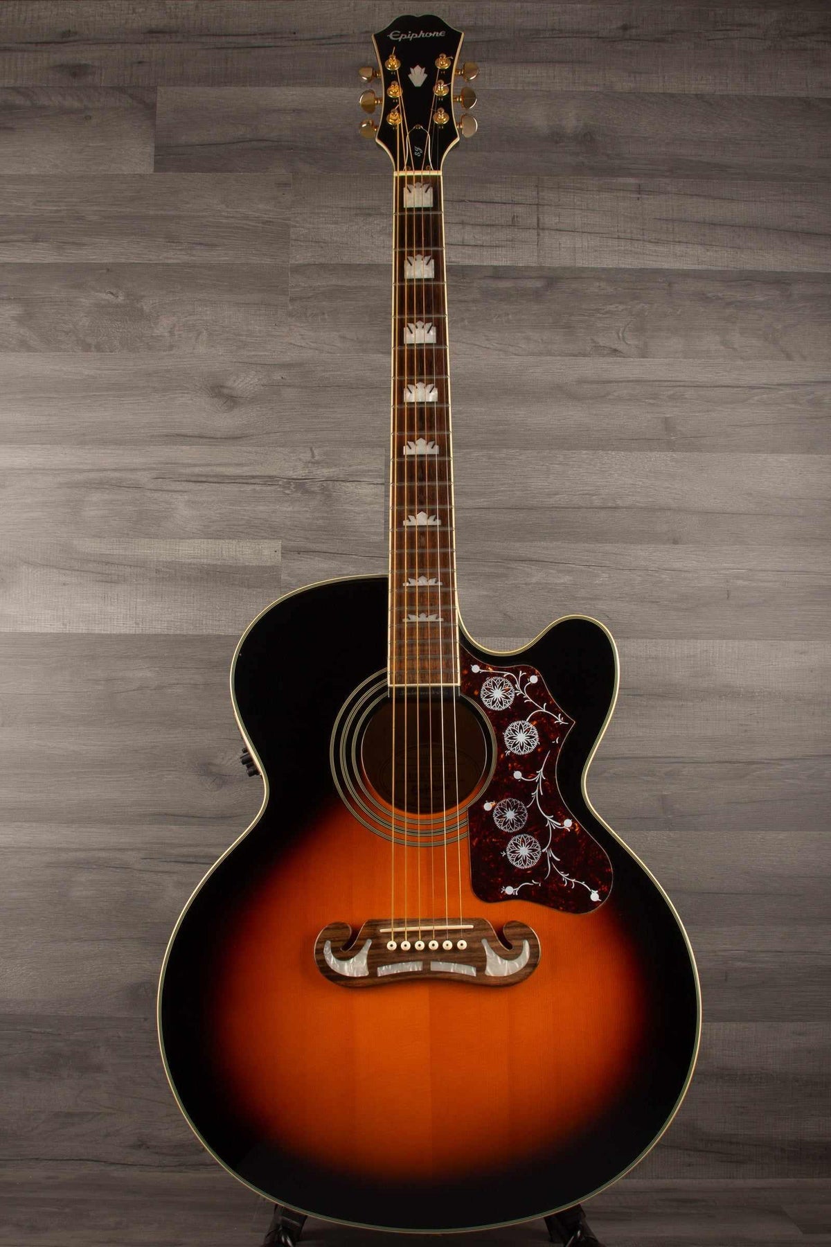 USED Epiphone J200 EC Studio Solid Top, Fishman Sonitone - Vintage Sunburst - Acoustic Guitar - MusicStreet
