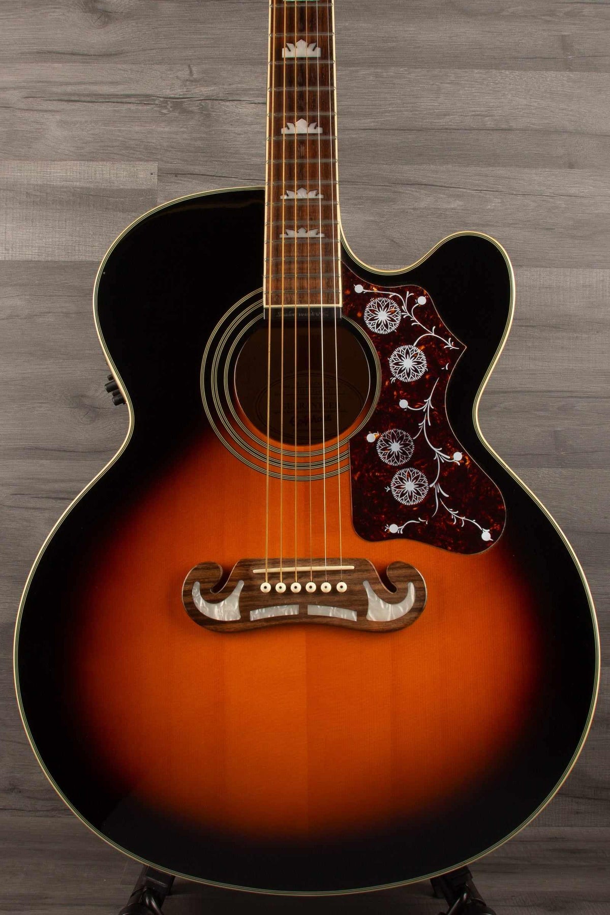 USED Epiphone J200 EC Studio Solid Top, Fishman Sonitone - Vintage Sunburst - Acoustic Guitar - MusicStreet