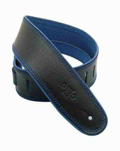 DSL GEG25-15-8 Garment Leather Guitar Strap - Black/Blue