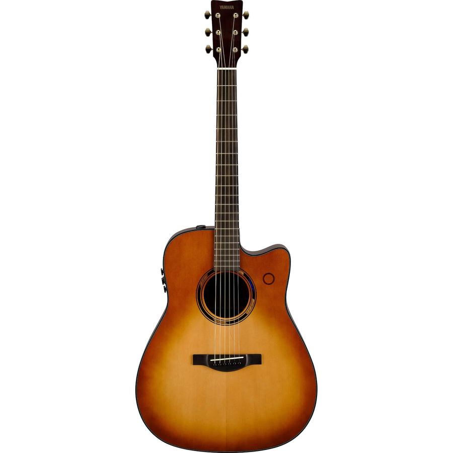 Yamaha TAS3C TransAcoustic Guitar - Sandburst featuring solid spruce and mahogany construction in concert cutaway shape.