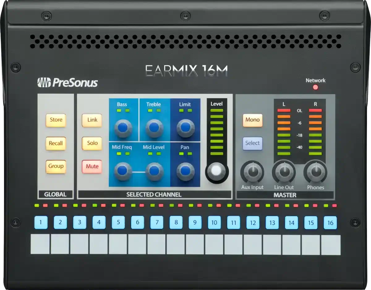 EarMix 16M AVB-networked Personal Monitor Mixer