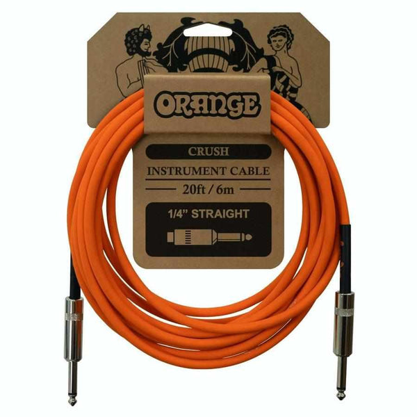 Orange Crush 10ft Instrument Cable, Straight to Straight with vibrant orange color and 1/4" straight jacks packaging.
