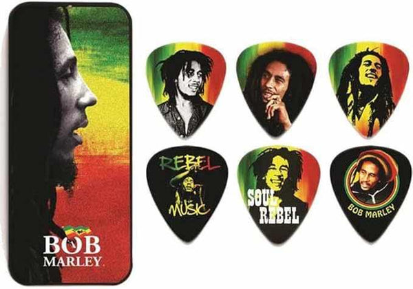 DUNLOP BOBPT02H 6 PICKS TIN BOX BOB MARLEY HEAVY - MusicStreet