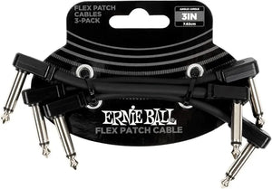 Ernie Ball 3" Patch Cable - 3 Pack Black - Set Up by MusicStreet