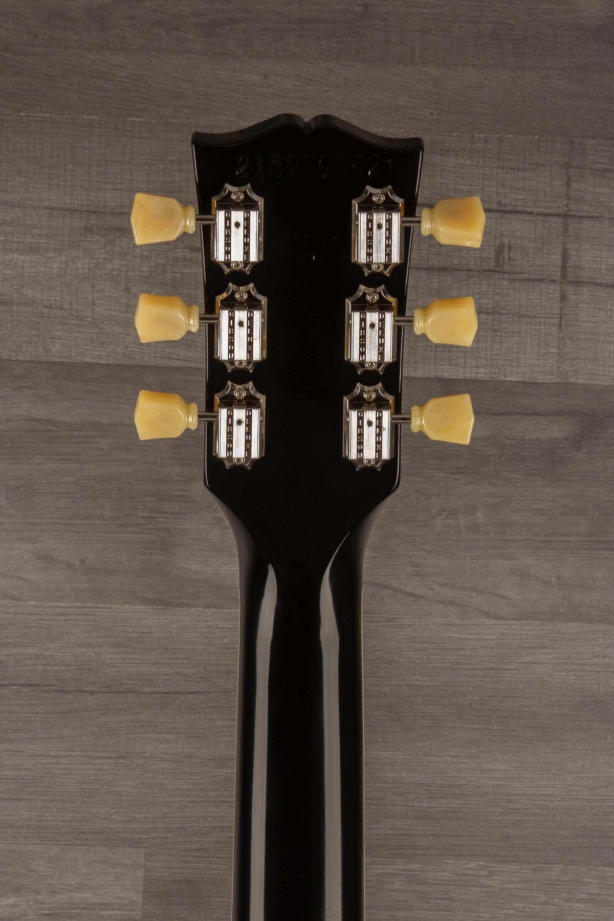 Gibson SG Standard '61 Stopbar Electric Guitar - Pelham Blue Burst headstock view with six tuning pegs.
