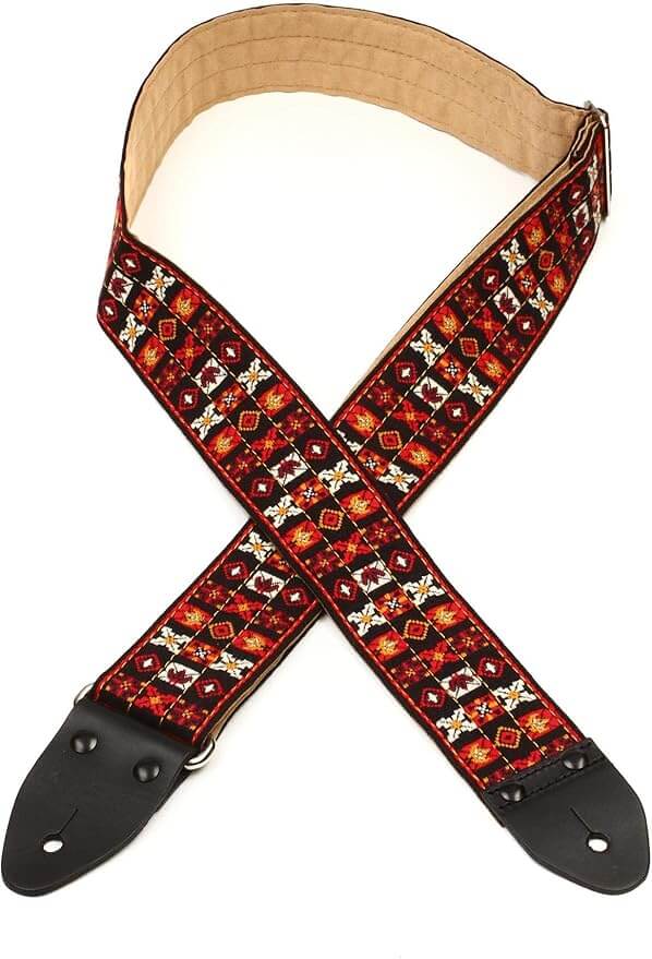 Dunlop Strap - Hendrix Guitar Strap featuring vibrant Jacquard design and leather ends for secure attachment.