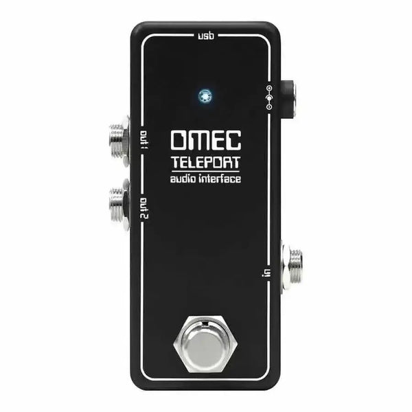 Orange Omec Teleport Audio Interface in compact effects pedal design with USB connectivity.