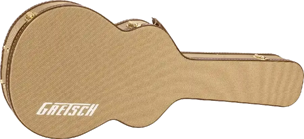 Gretsch G2420T Streamliner™ Hollow Body Case, Tweed view with classic tweed exterior and Gretsch logo.