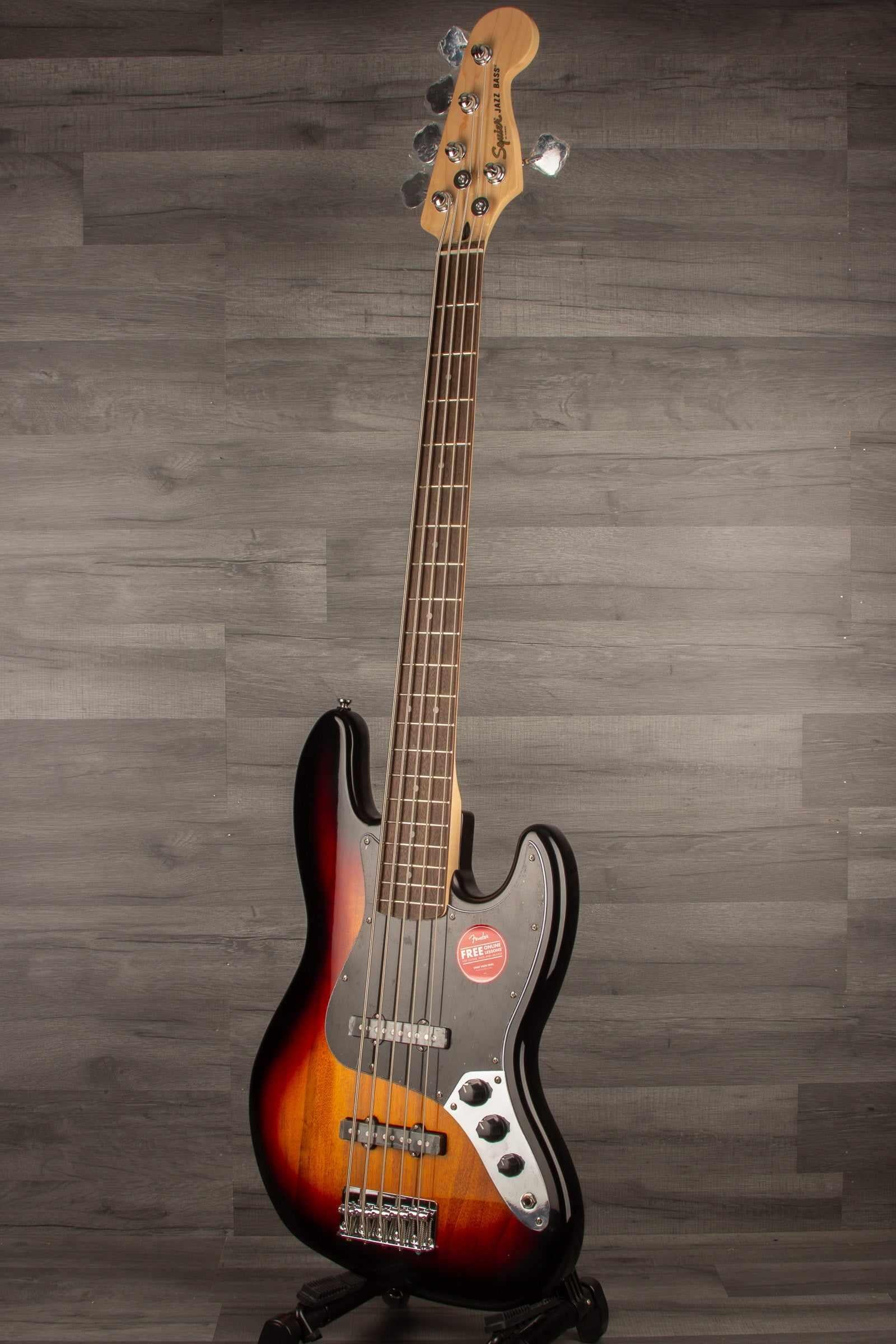 Squier  Affinity Series® Jazz Bass® V, Laurel Fingerboard, Black Pickguard, 3-Color Sunburst