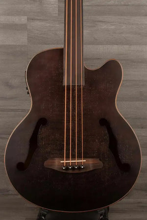 Aria FEB F2M/FL Medium scale Fretless Acoustic Bass - Black - Set Up by MusicStreet