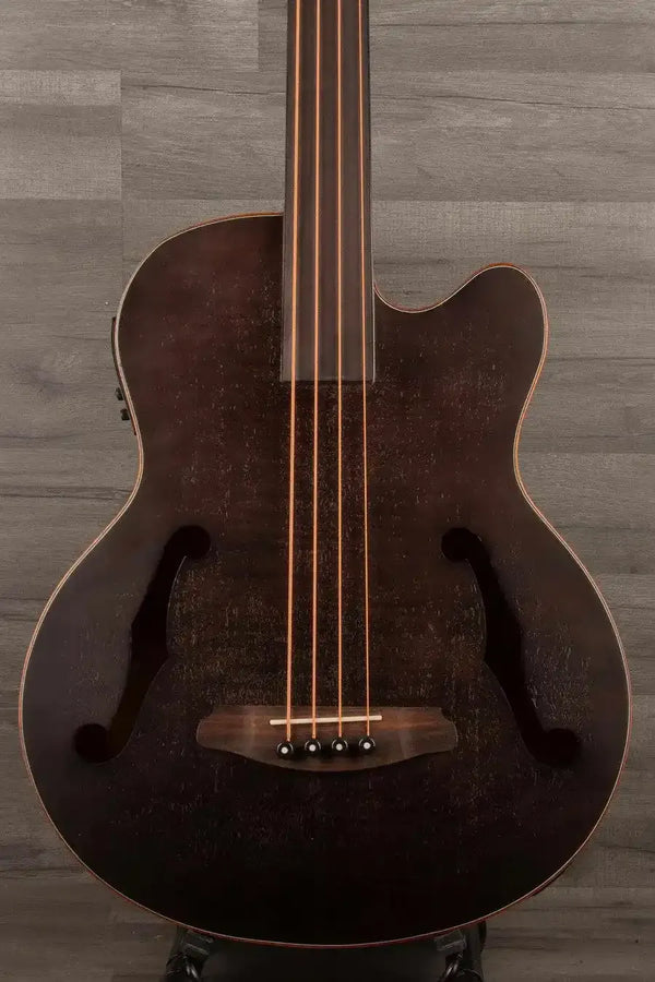 Aria FEB F2M/FL Medium scale Fretless Acoustic Bass - Black