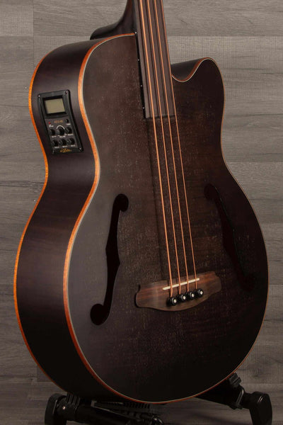 Aria FEB F2M/FL Medium scale Fretless Acoustic Bass - Black