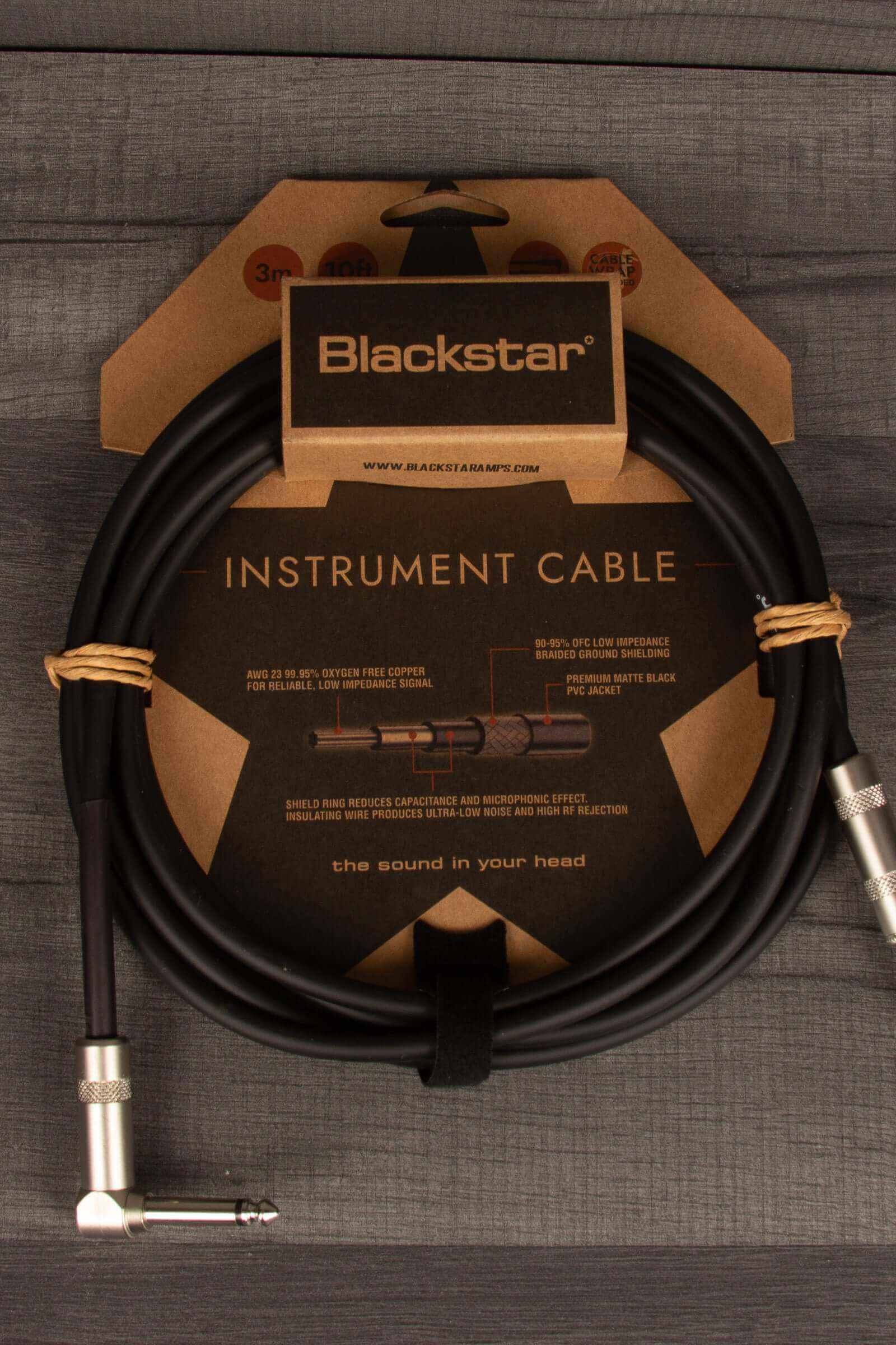 Blackstar 3m Straight to Angled jack cable