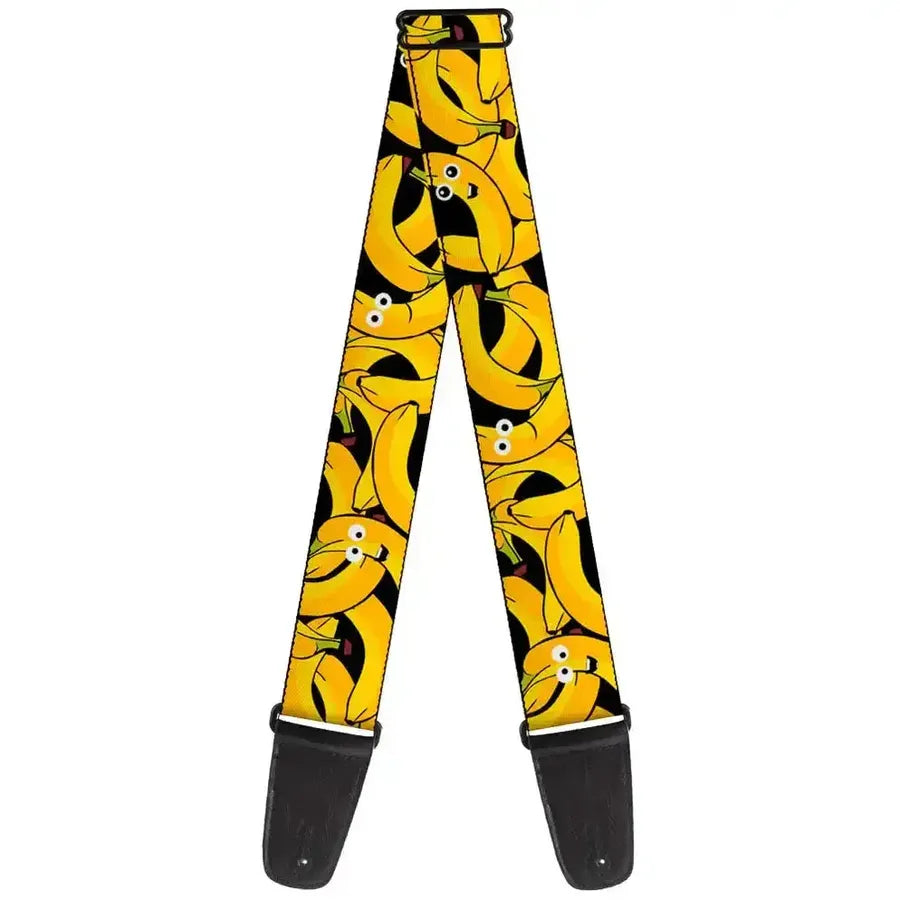 Buckle Down Bananas Stacked Cartoon Black/Yellow Guitar Strap