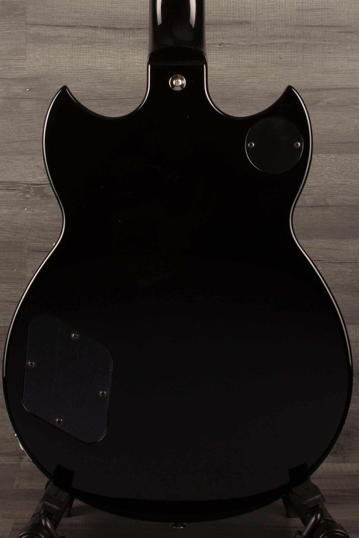 B-stock Yamaha SG1802 Black - Premium Electric Guitar back view showcasing refined nitrocellulose neck and sleek design.