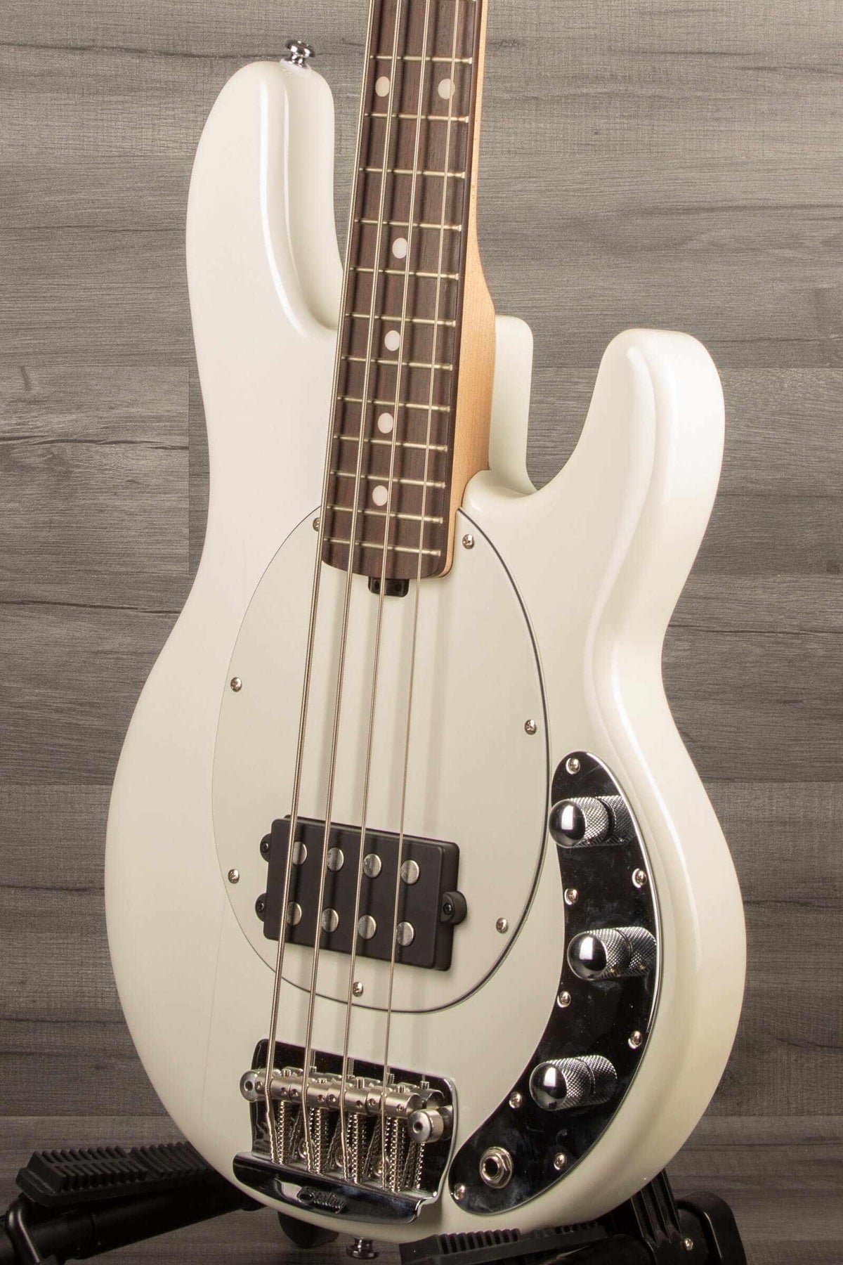 *B Stock - Sterling Stingray Short Scale Bass Guitar - Olympic White - MusicStreet