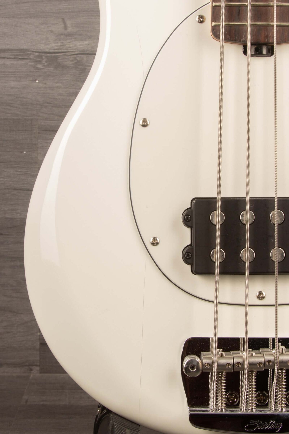 *B Stock - Sterling Stingray Short Scale Bass Guitar - Olympic White - MusicStreet