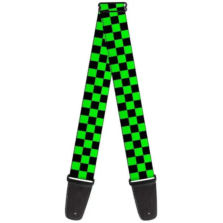 Buckle Down Checker Black/Neon Green Guitar Strap