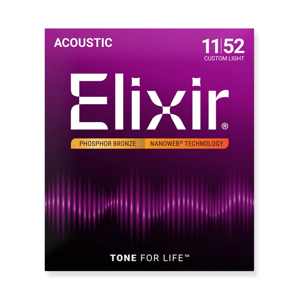Elixir 11-52 Nanoweb Coated Acoustic Guitar Strings