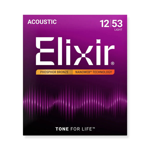 Elixir 12-53 Nanoweb Coated Acoustic Guitar Strings