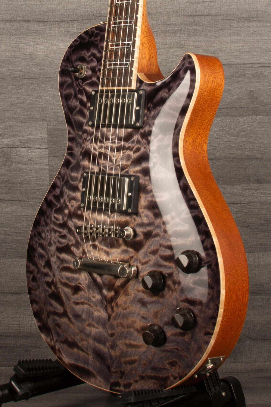 Patrick James Eggle Macon Carved Top Electric Guitar - Blackburst, Master Grade Quilt s#31117
