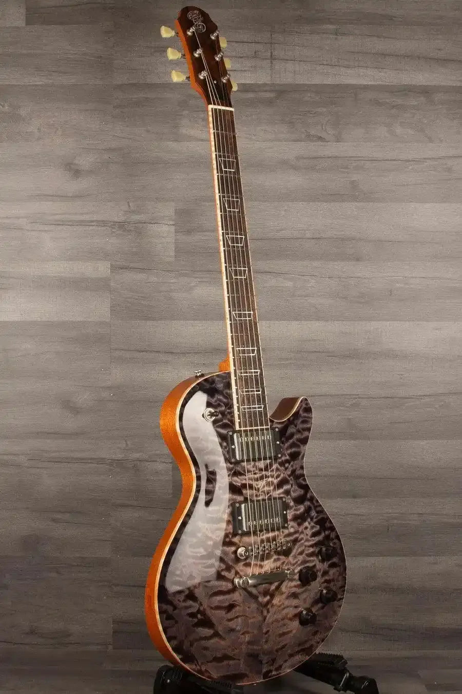Patrick James Eggle Macon Carved Top Electric Guitar - Blackburst, Master Grade Quilt s#31117