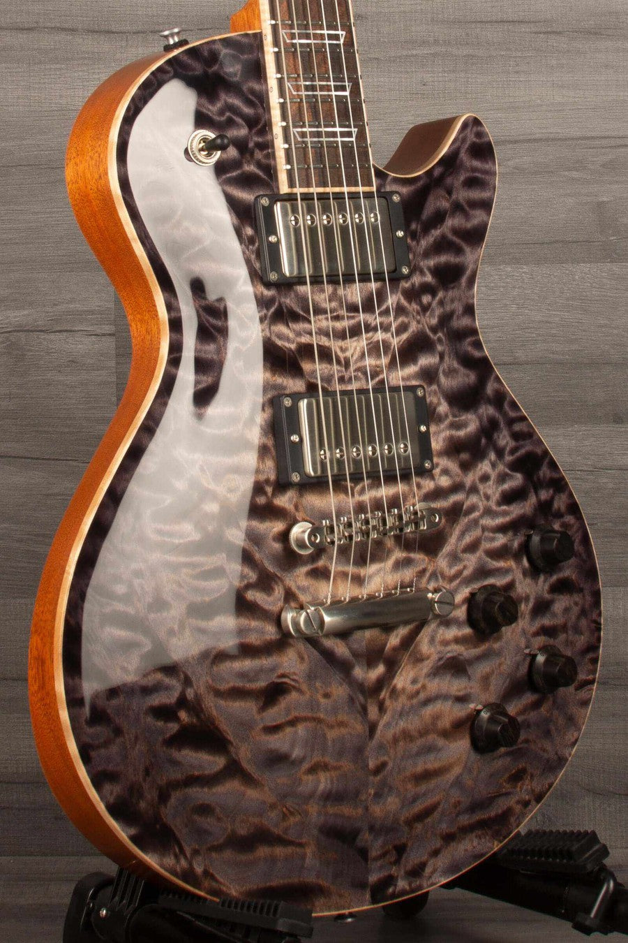 Patrick James Eggle Macon Carved Top Electric Guitar - Blackburst, Master Grade Quilt s#31117