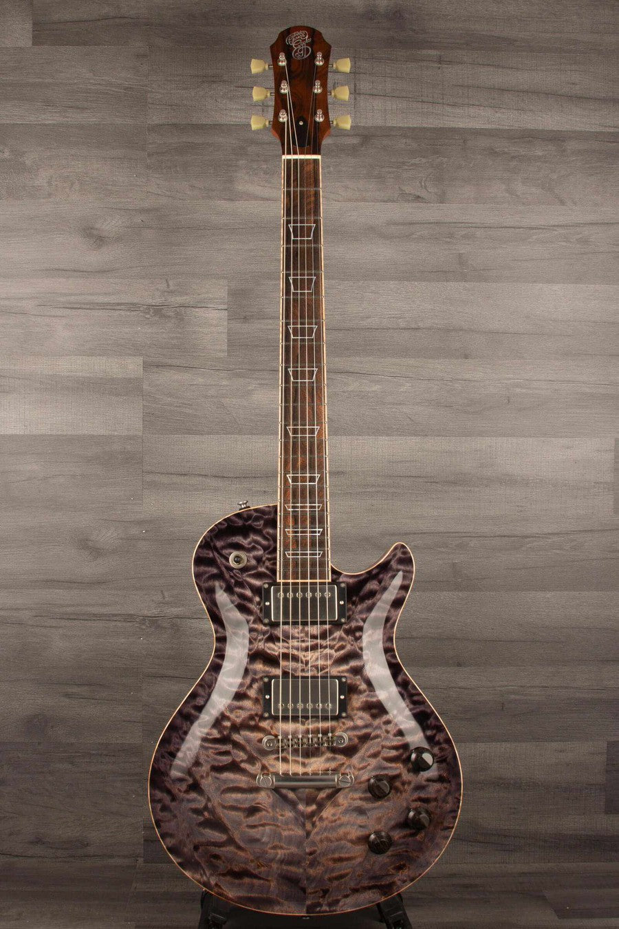 Patrick James Eggle Macon Carved Top Electric Guitar - Blackburst, Master Grade Quilt s#31117
