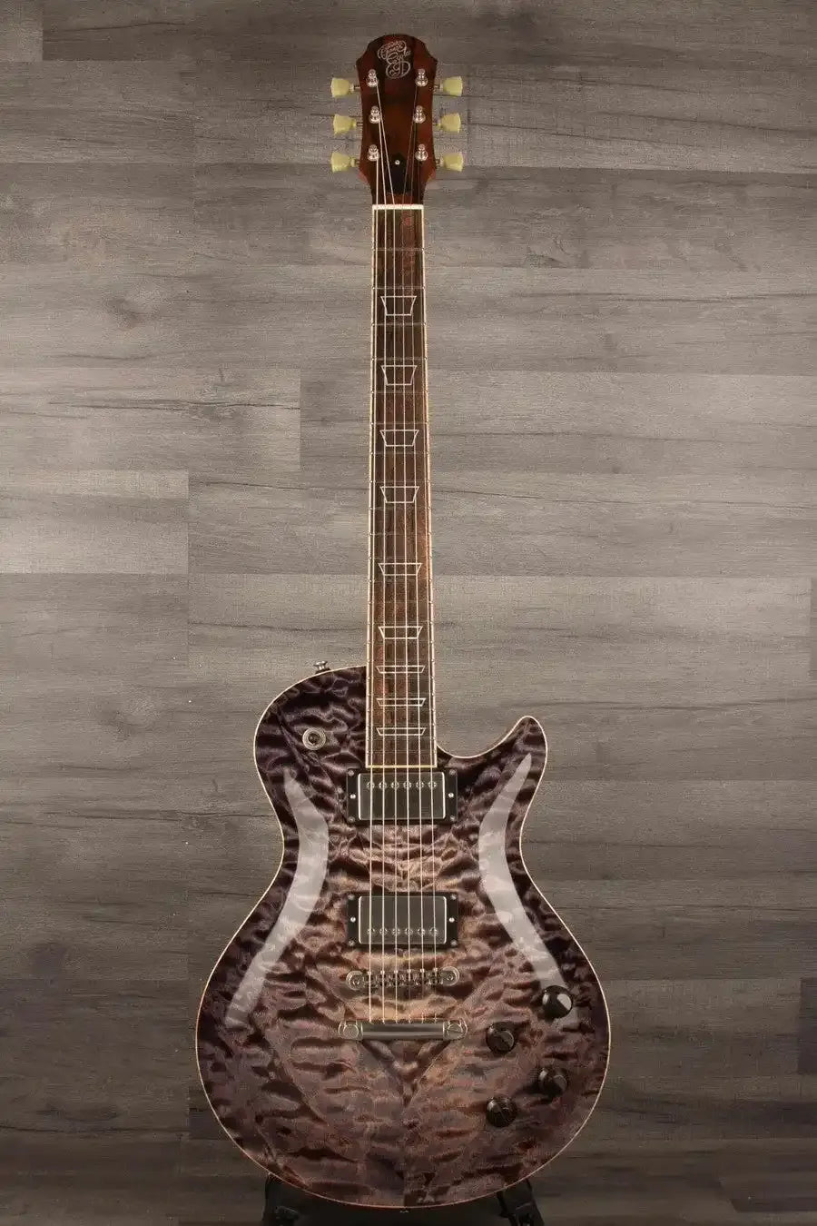 Patrick James Eggle Macon Carved Top Electric Guitar - Blackburst, Master Grade Quilt s#31117