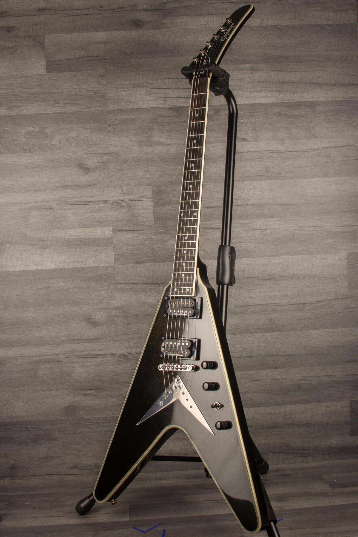 Epiphone Dave Mustaine Flying V Custom Electric Guitar, Metallic Black (Incl. Hard Case)