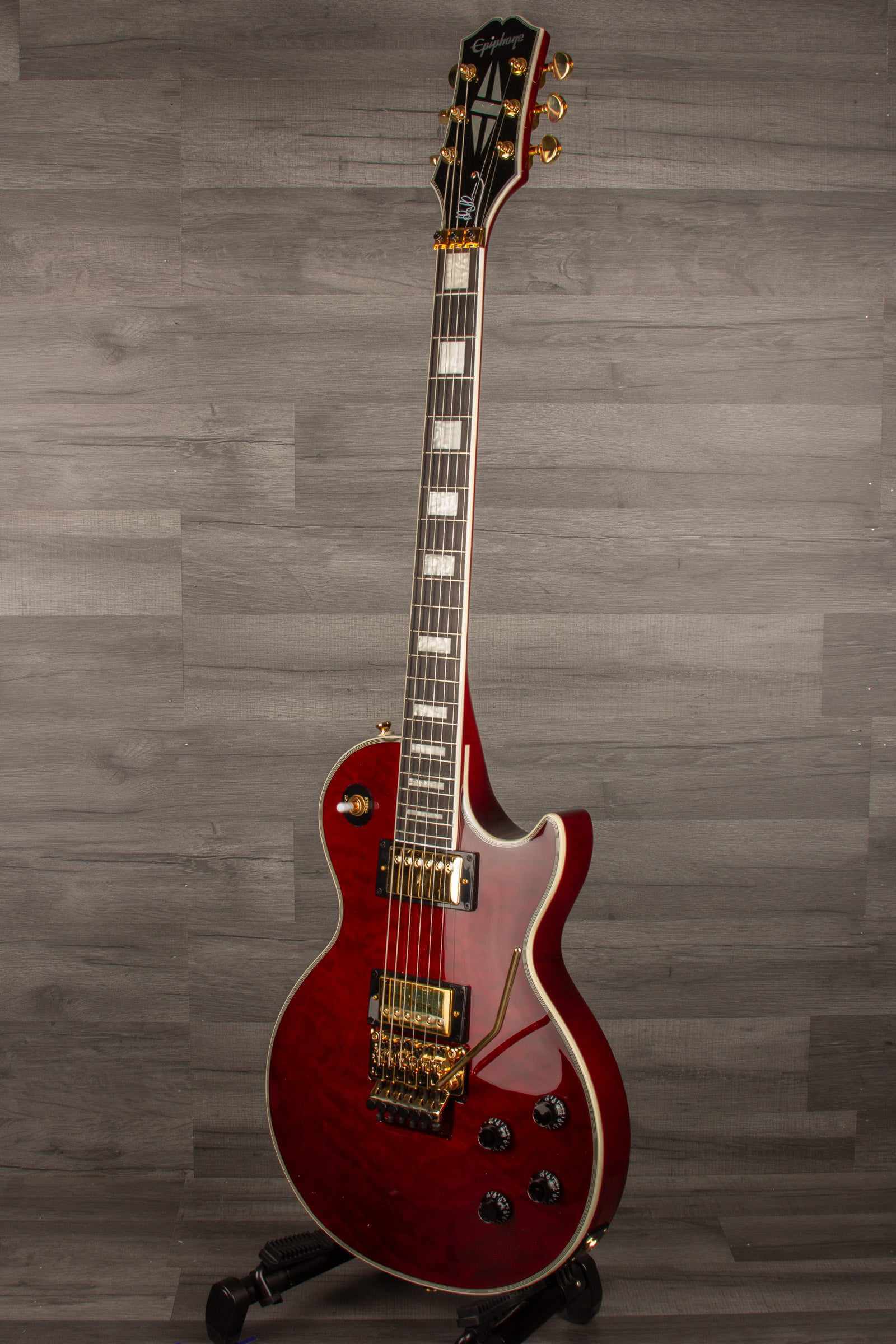 Epiphone Alex Lifeson Les Paul Custom Axcess Quilt Electric Guitar - Ruby (Incl. Hard Case)